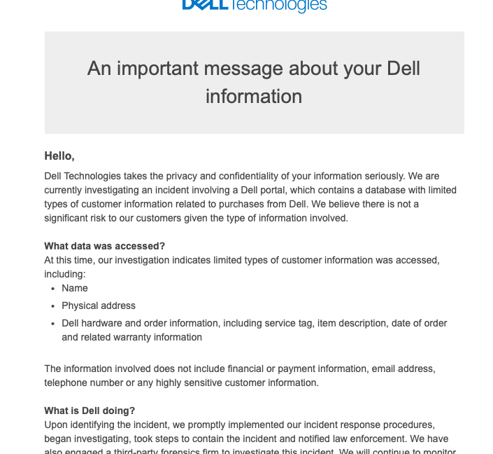 Warning from Dell 49 million customers affected by data breach